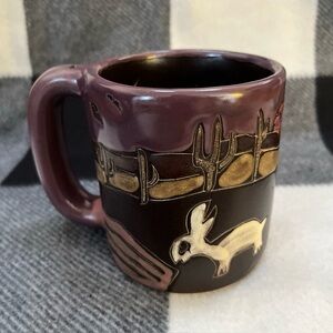Mara Signed Mexican Art Pottery ~ Desert Rabbit Stoneware Mugs